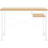 vidaXL Computerbureau 105x55x72 cm - MDF en Metaal - Wit Lichteikenkleurig