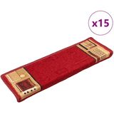 vidaXL Trapmatten - Rood - 100% Getuft Polyamide - 15 Stuks