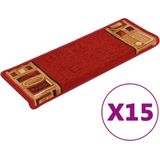 vidaXL Trapmatten - Rood - 100% Getuft Polyamide - 15 Stuks