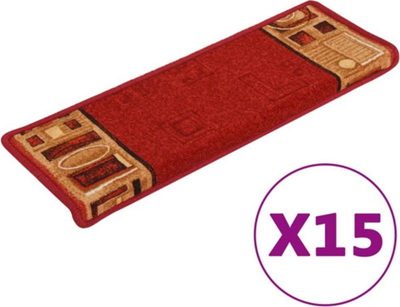 vidaXL Trapmatten - Rood - 100% Getuft Polyamide - 15 Stuks