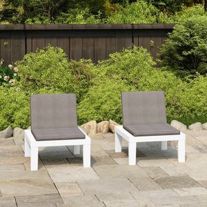 Gartenstühle mit Auflagen 2 Stk. Kunststoff Weiß Vidaxl