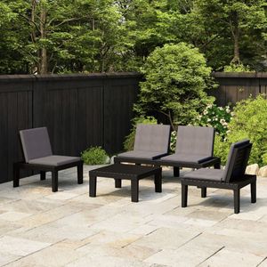 4-tlg. Garten-Lounge-Set mit Kissen Kunststoff Grau Vidaxl