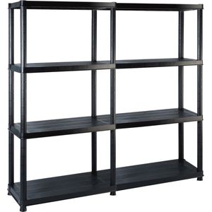 vidaXL Opbergrek - 4-laags - Zwart - Kunststof - Compact Ontwerp
