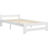 vidaXL Bedframe massief grenenhout wit 90x200 cm