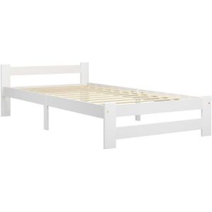vidaXL - Bedframe - massief - grenenhout - wit - 90x200 - cm
