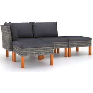 Loungeset Easy met kussens poly rattan grijs