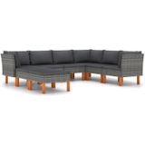 vidaXL 8-delige Loungeset met kussens poly rattan grijs