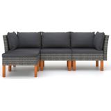 4-tlg. Garten-Lounge-Set mit Kissen Poly Rattan Grau Vidaxl