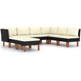 vidaXL - 8-delige - Loungeset - met - kussens - poly - rattan - zwart