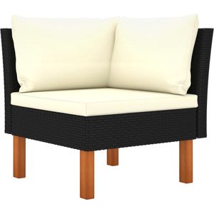 VidaXL 9-delige Loungeset met Kussens - Poly Rattan Zwart