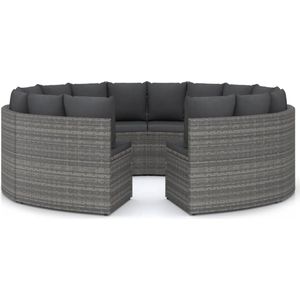 vidaXL 8-delige Loungeset met kussens poly rattan grijs