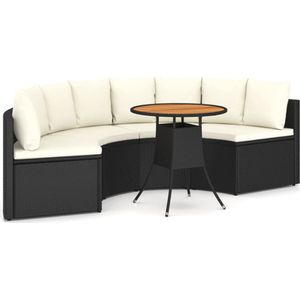 VidaXL 5-delige Loungeset met Kussens - Poly Rattan Zwart