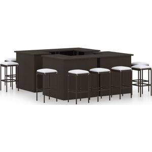 vidaXL - 16-delige - Tuinbarset - met - kussens - poly - rattan - bruin