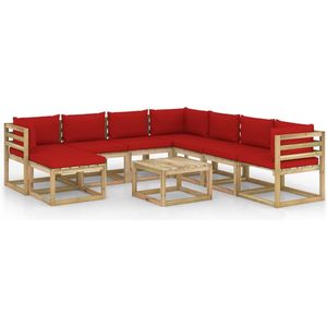 vidaXL-9-delige-Loungeset-tuin-met-kussens-geïmpregneerd-grenenhout