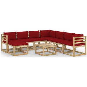 vidaXL-9-delige-Loungeset-tuin-met-kussens-geïmpregneerd-grenenhout