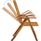 vidaXL - Tuinstoelen - 4 - st - verstelbaar - met - kussens - massief - acaciahout