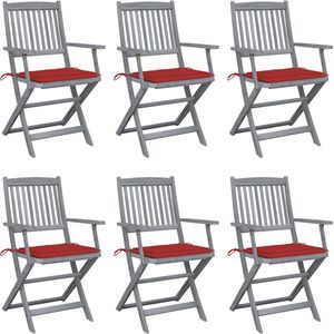 vidaXL Klappbare Gartenstühle 6 Stk. mit Sitzkissen Massivholz Akazie