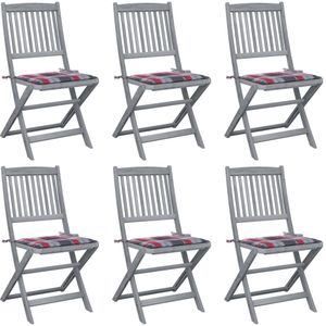 vidaXL Klappbare Gartenstühle 6 Stk. mit Kissen Massivholz Akazie