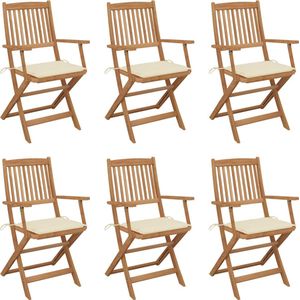 Klappbare Gartenstühle 6 Stk. mit Kissen Massivholz Akazie Vidaxl