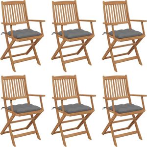 vidaXL Klappbare Gartenstühle 6 Stk. mit Kissen Massivholz Akazie