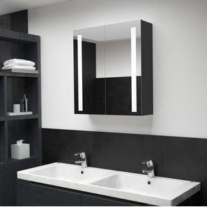 vidaXL Badkamerkast - Spiegel - LED - 2 Deuren - 3 Schappen - MDF