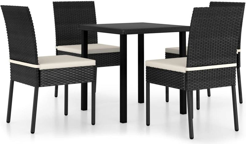 5-tlg. Garten-Essgruppe Poly Rattan Schwarz Vidaxl