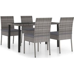 VidaXL 5-delige Tuinset Poly Rattan Grijs