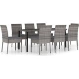 VidaXL 9-delige Tuinset Poly Rattan Grijs
