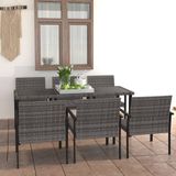 7-tlg. Garten-Essgruppe Poly Rattan Grau vidaXL