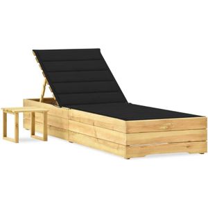 vidaXL Garten-Sonnenliege mit Tisch und Auflage Kiefer Imprägniert
