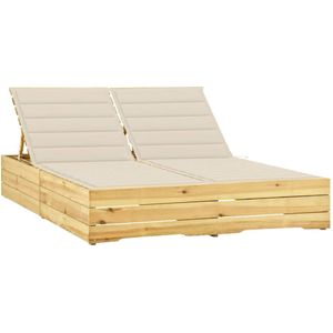 vidaXL Doppel-Sonnenliege mit Creme Auflagen Kiefer Imprägniert