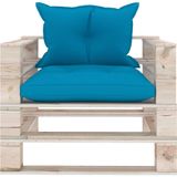 VidaXL Tuinbank met Blauwe Kussens - Pallet Grenenhout