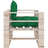 VidaXL Tuinbank met Groene Kussens - Pallet Grenenhout