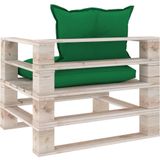 VidaXL Tuinbank met Groene Kussens - Pallet Grenenhout