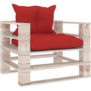 Tuinbank Met Antracietkleurige Kussens Pallet Grenenhout /  Rood / Fauteuil