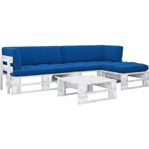 vidaXL 4-delige Loungeset pallet met kussens wit geïmpregneerd hout