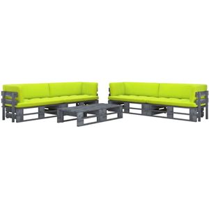 VidaXL Loungeset Pallet 6-delig met Kussens Grijs Geïmpregneerd Hout