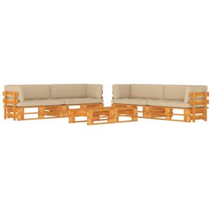 vidaXL 6-delige Loungeset pallet honingbruin geïmpregneerd grenenhout