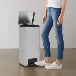 Prullenbak - Zilver - Roestvrij Staal - 30 Liter - Zachtsluitend Deksel