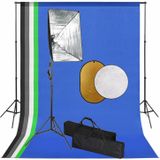 vidaXL Fotostudioset met softboxlampen, achtergrond en reflector