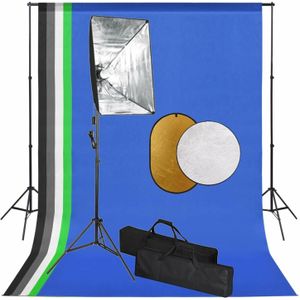 vidaXL Fotostudioset met softboxlampen, achtergrond en reflector