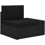 vidaXL 9-delige Loungeset met kussens poly rattan zwart