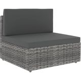 vidaXL 6-delige Loungeset met kussens poly rattan grijs