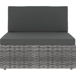 vidaXL 6-delige Loungeset met kussens poly rattan grijs