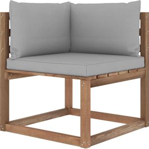 Bandung Pallet Houten Loungeset Met Kussens - Stel je Eigen Unieke Set Samen /  Grijs / Hoekbank