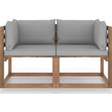 vidaXL Garten-Palettensofa 2-Sitzer mit Kissen in Grau Kiefernholz