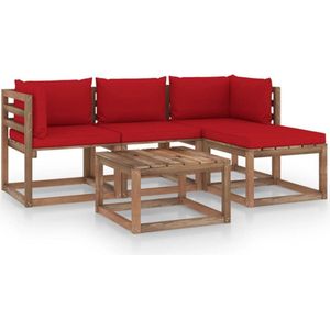 vidaXL-5-delige-Loungeset-met-rode-kussens