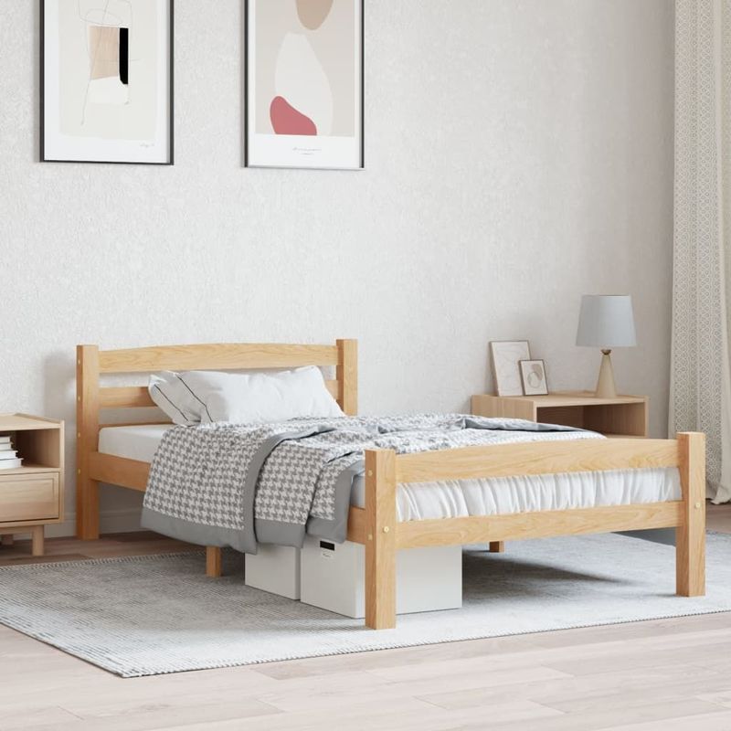 vidaXL Bedframe met hoofdbord massief hout wit 160x200 cm aan de beste prijs! | No category