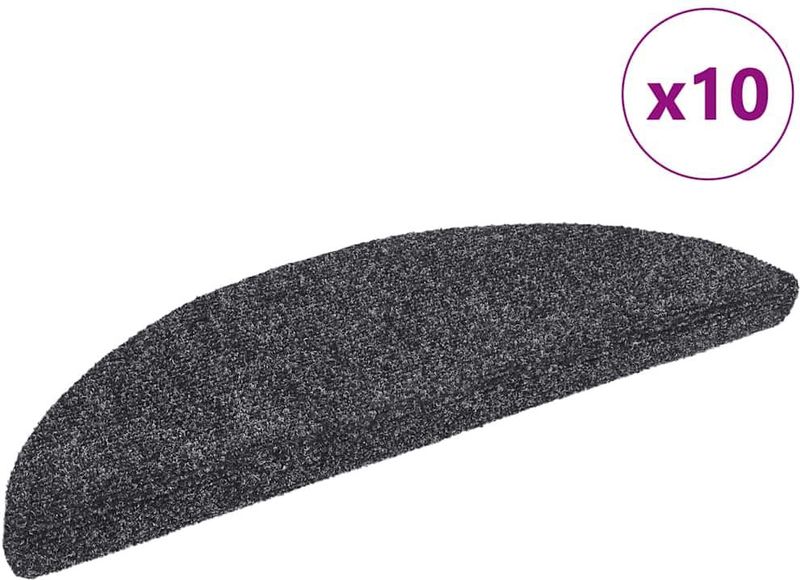 vidaXL Trapmatten - Donkergrijs - Genaaldvilt - Set van 10