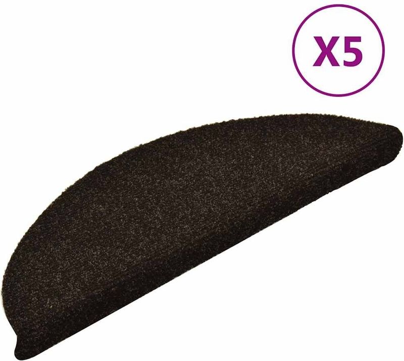 vidaXL - Trapmatten - zelfklevend - 5 - st - 56x17x3 - cm - naaldvilt - donkerbruin